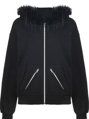 14th Addiction × If Six Was Nine Faux-Fur Zip Up Hoodie M